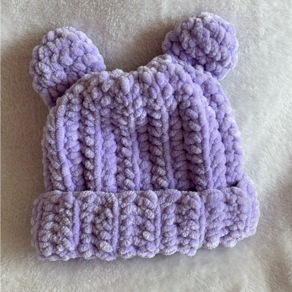 Handmade crochet newborn bear beanie